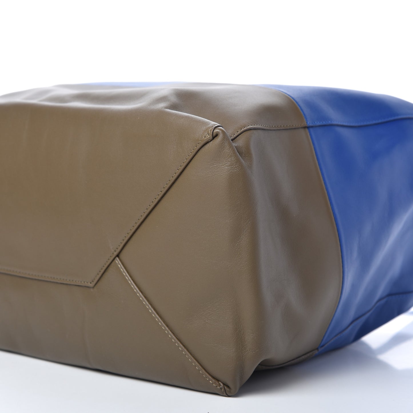 Lambskin Horizontal Bi-Color Cabas Royal Blue Khaki