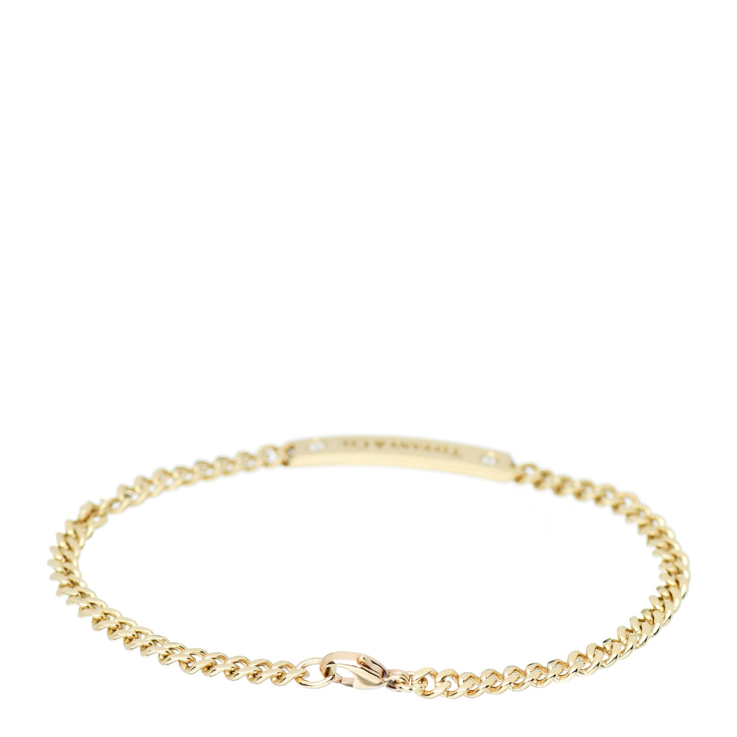 18K Yellow Gold Diamond Micro Link ID Chain Bracelet