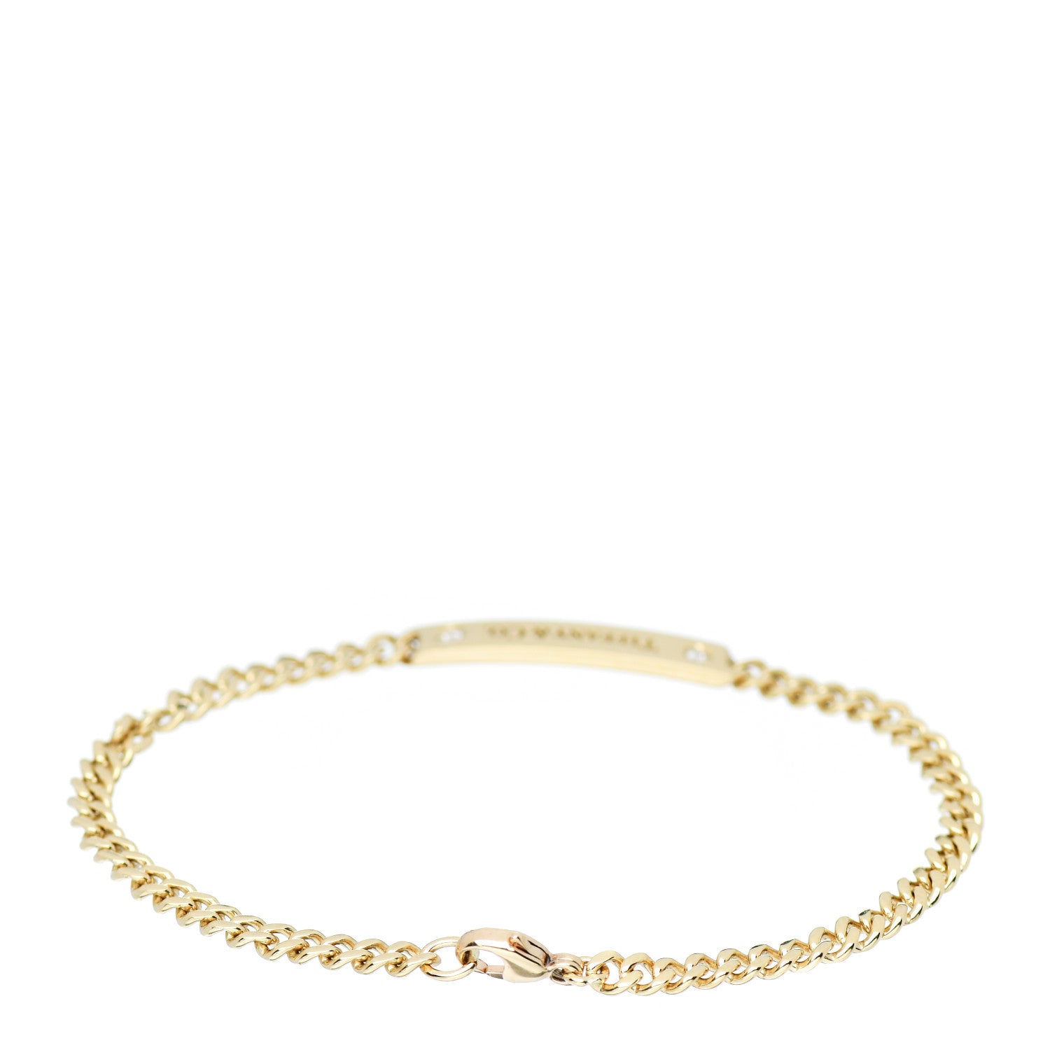 Tiffany 18K Yellow Gold Diamond Micro Link ID Chain Bracelet 3 of 4