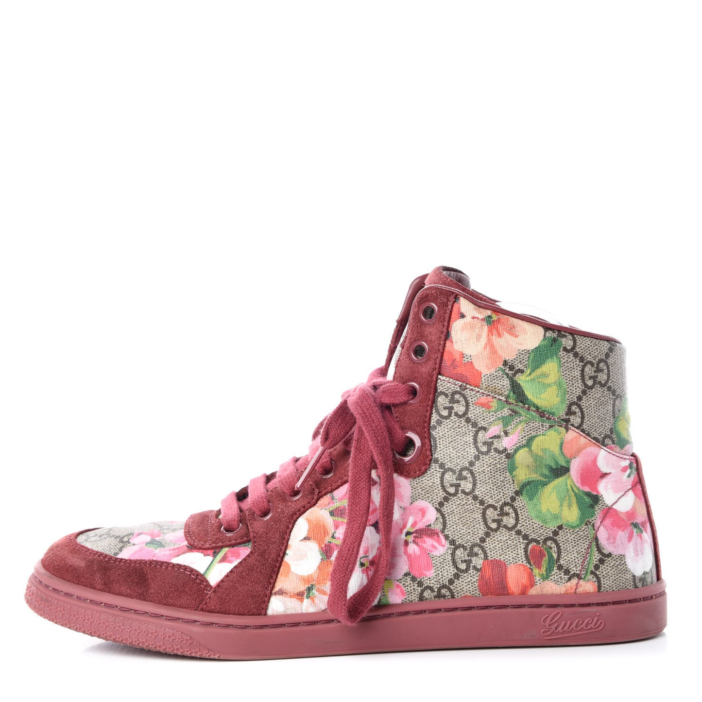 GG Supreme Monogram Blooms Womens High Top Sneakers 38 Beige Multicolor Dry Rose