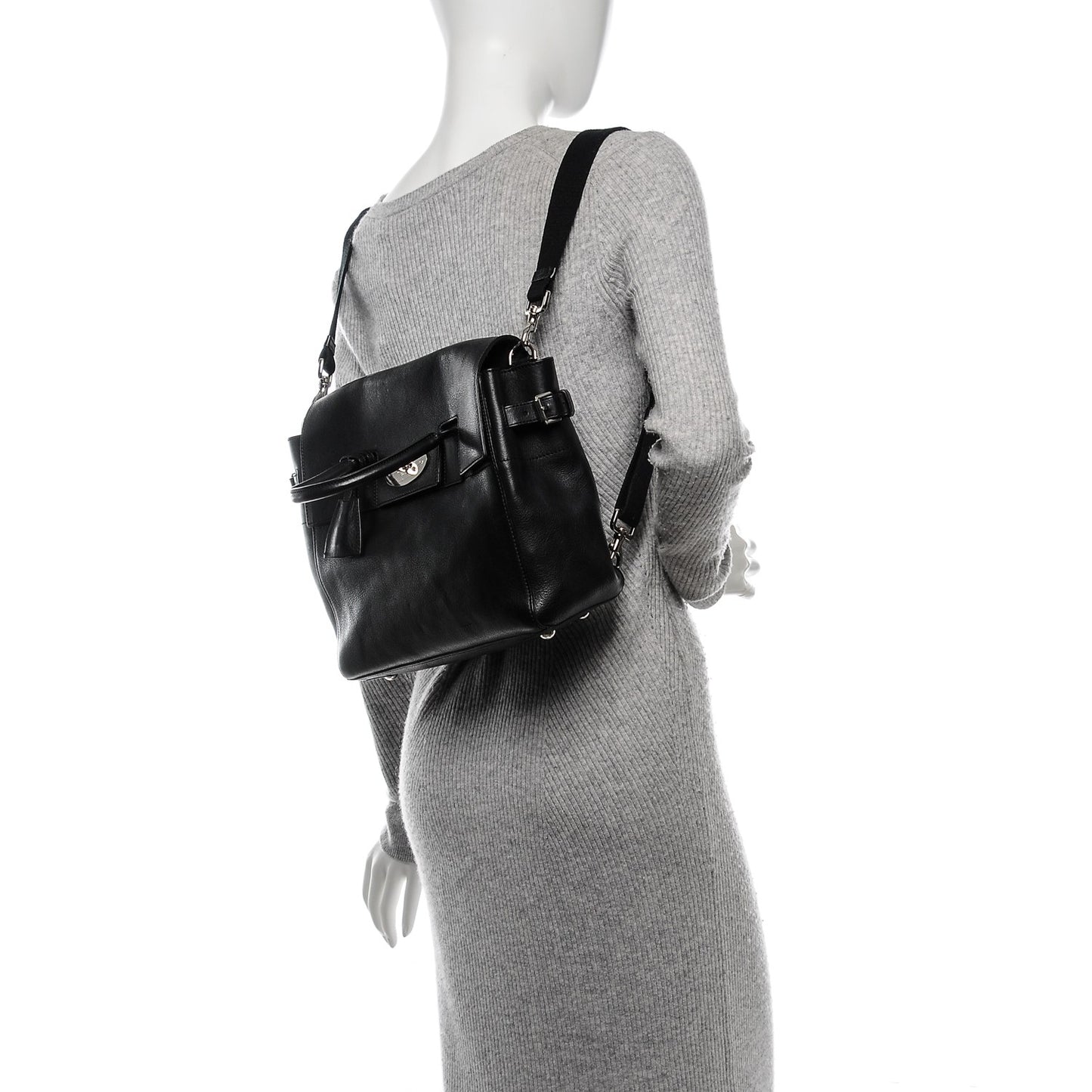 Natural Leather Cara Delevingne Convertible Satchel Black