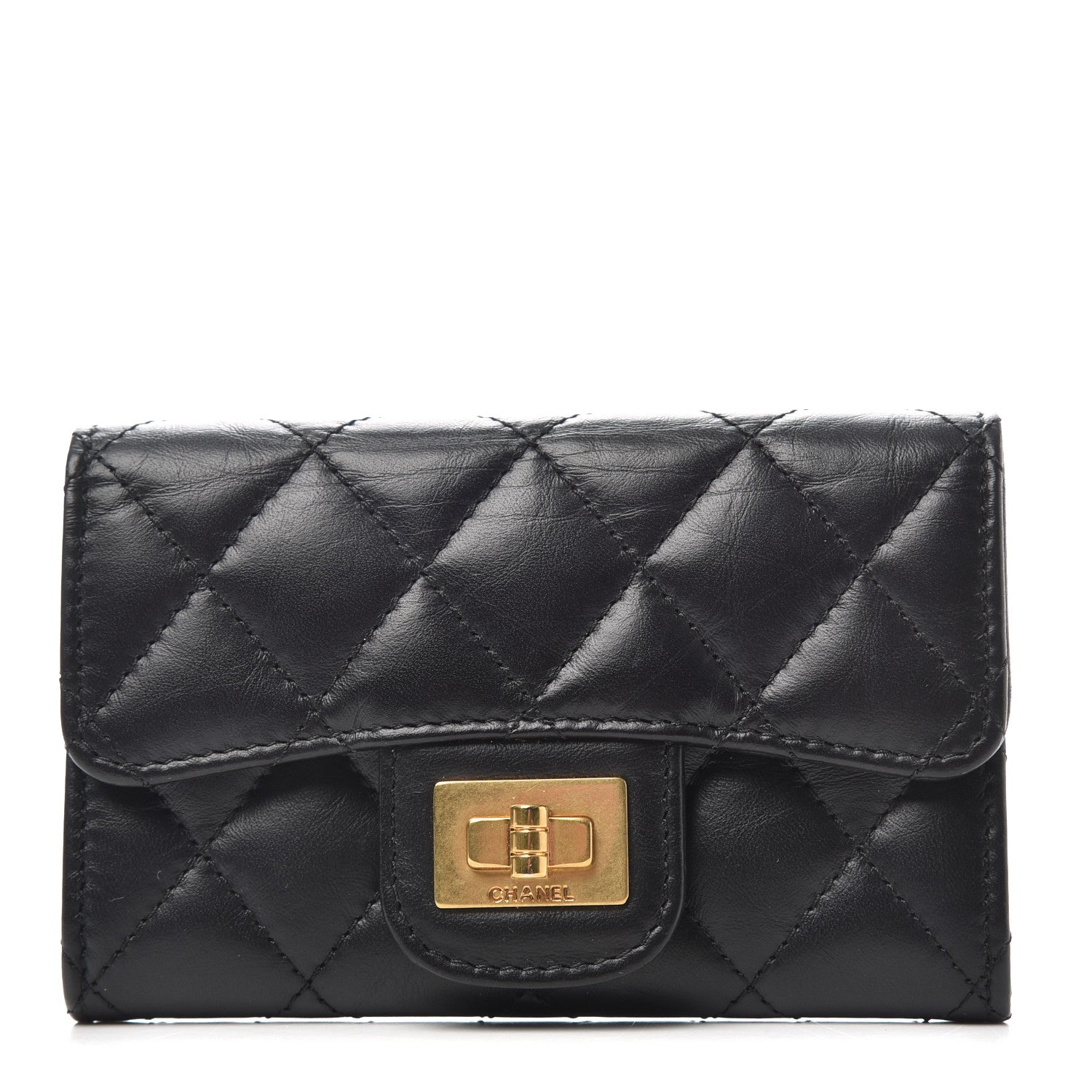 Chanel Aged Calfskin Quilted Reissue Flap Card Holder Black 1 of 9