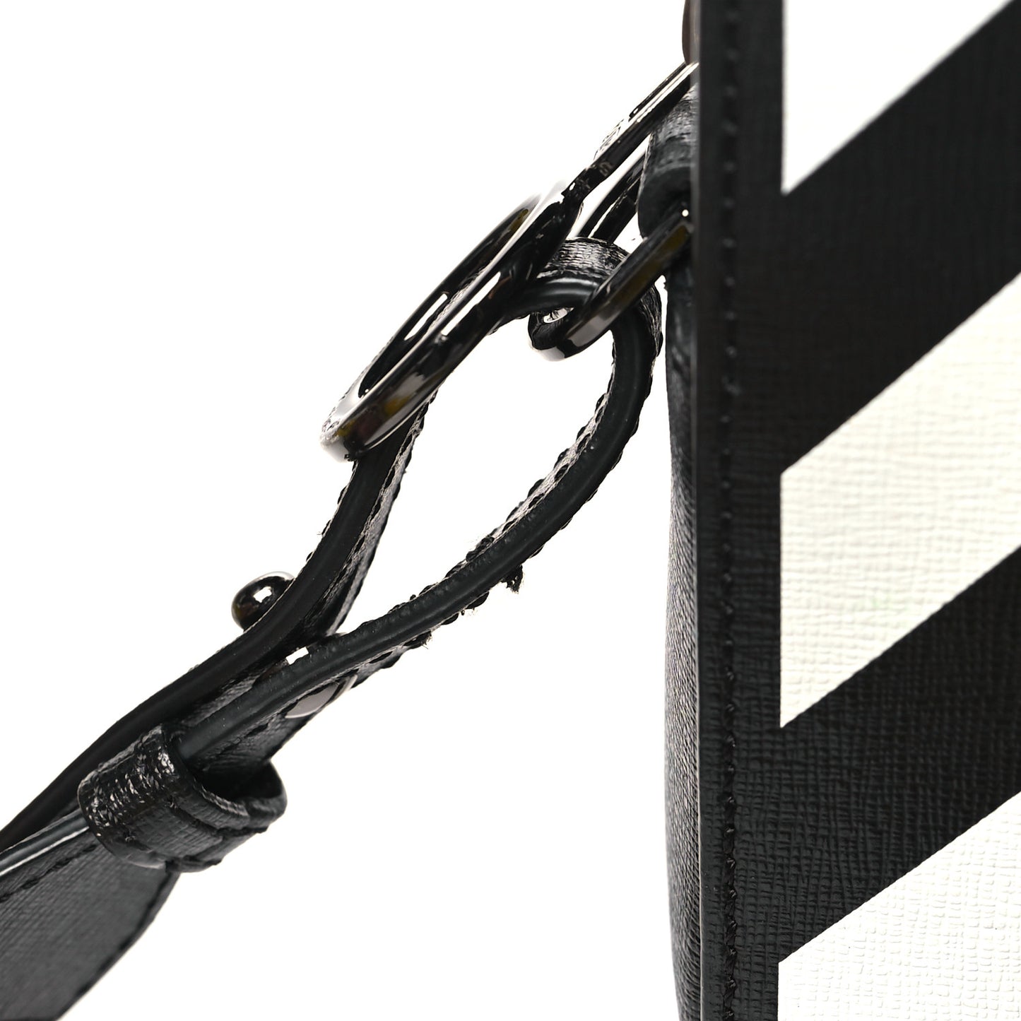Saffiano Striped Mini Diag Bag Black White