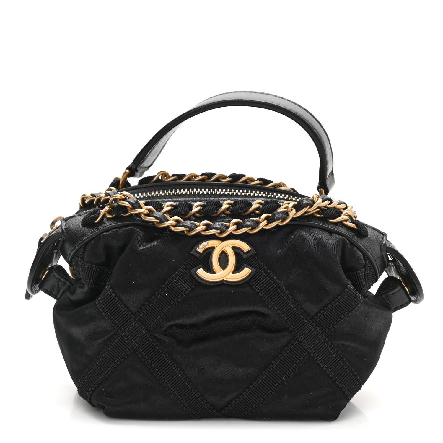 Chanel Nylon Grosgrain Quilted Lifestyle Clutch with Chain Black 1 of 10