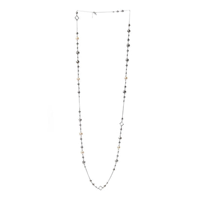 David Yurman Sterling Silver Pearl Quatrefoil Bead Long Chain Necklace 3 of 5