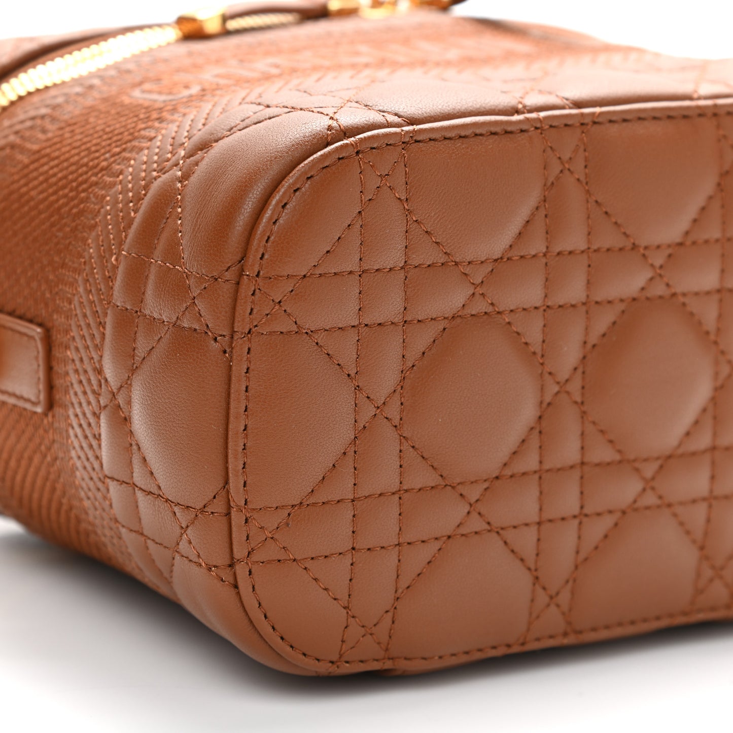 Lambskin Cannage Small Diortravel Vanity Case Cognac