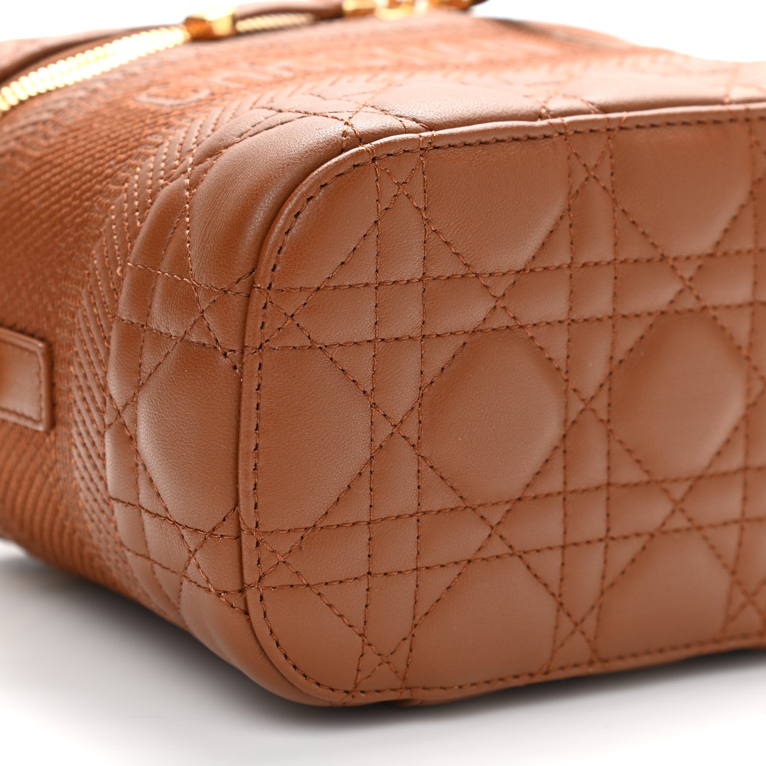 Christian Dior Lambskin Cannage Small Diortravel Vanity Case Cognac 7 of 8