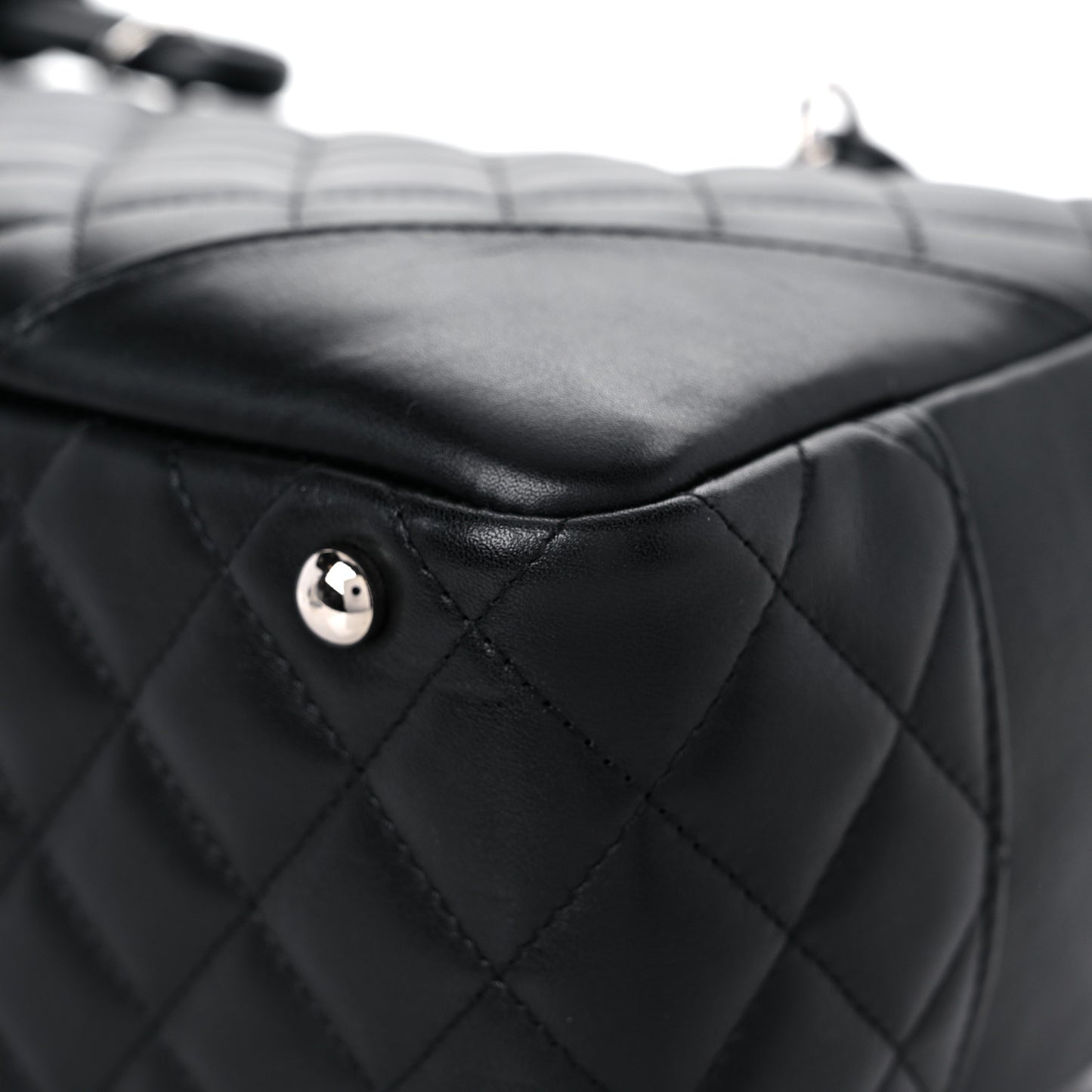 Calfskin Quilted Large Cambon Bowler Black White