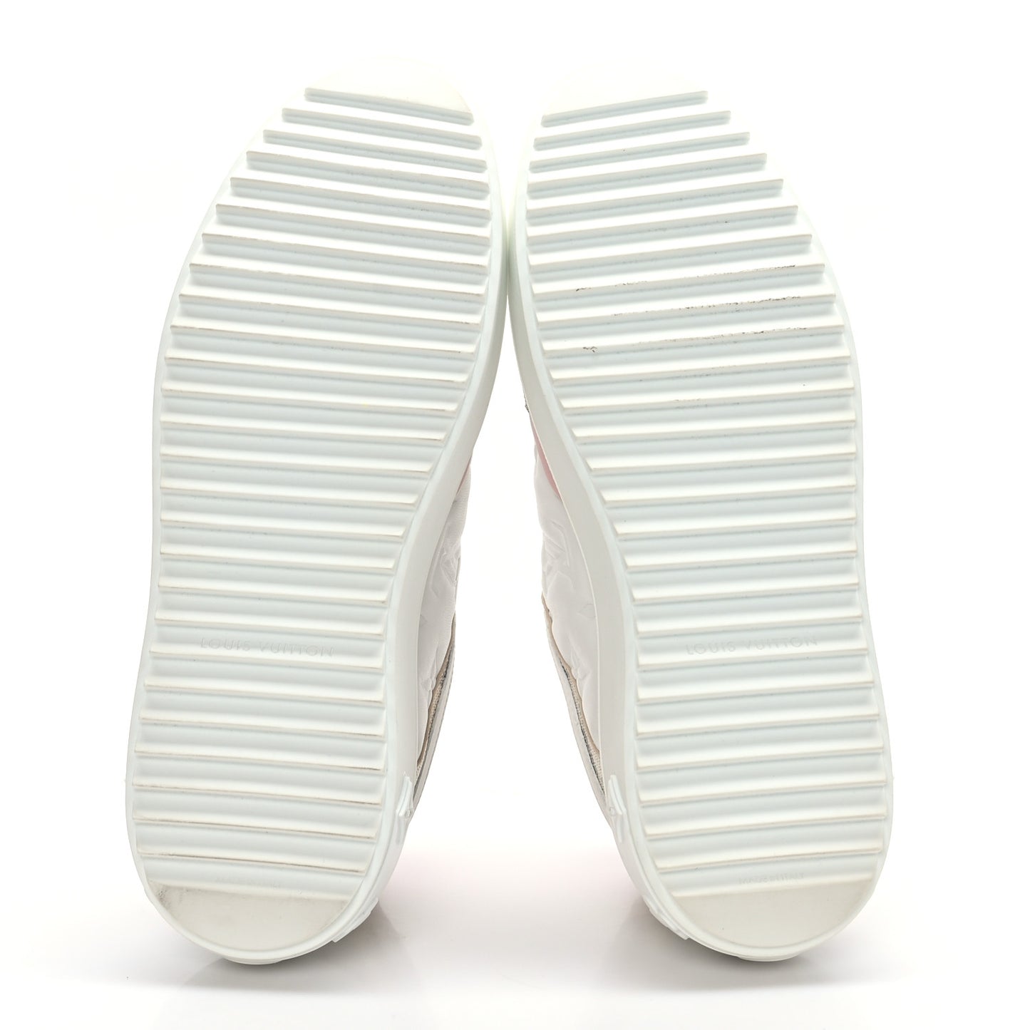 Monogram Embossed Calfskin Damier Azur Time Out Sneakers 38.5 Rose Clair Pink