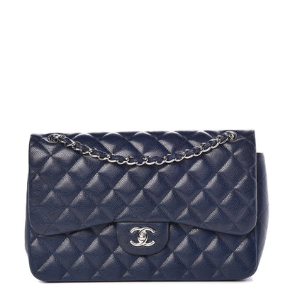 Chanel Caviar Quilted Jumbo Double Flap Navy Blue 1 of 7