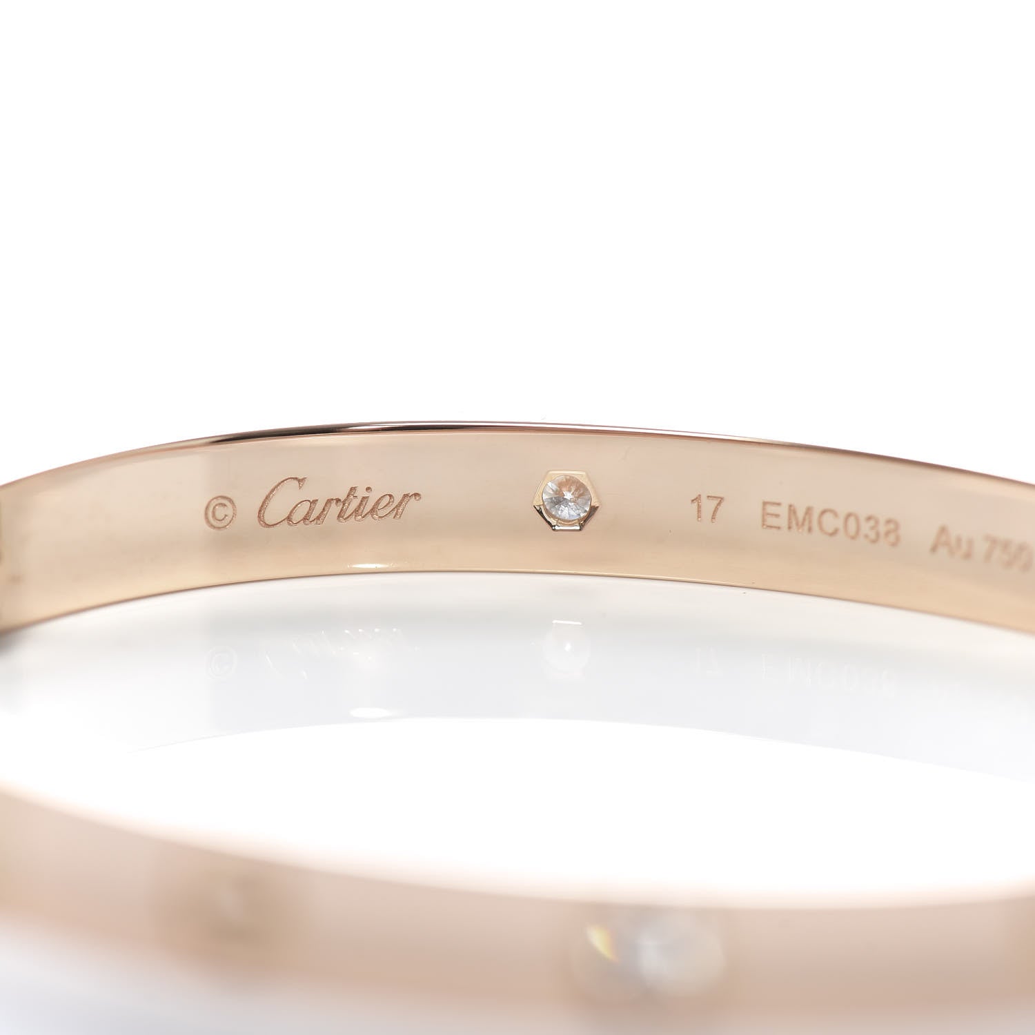 Cartier 18K Pink Gold 4 Diamond LOVE Bracelet 17 4 of 7