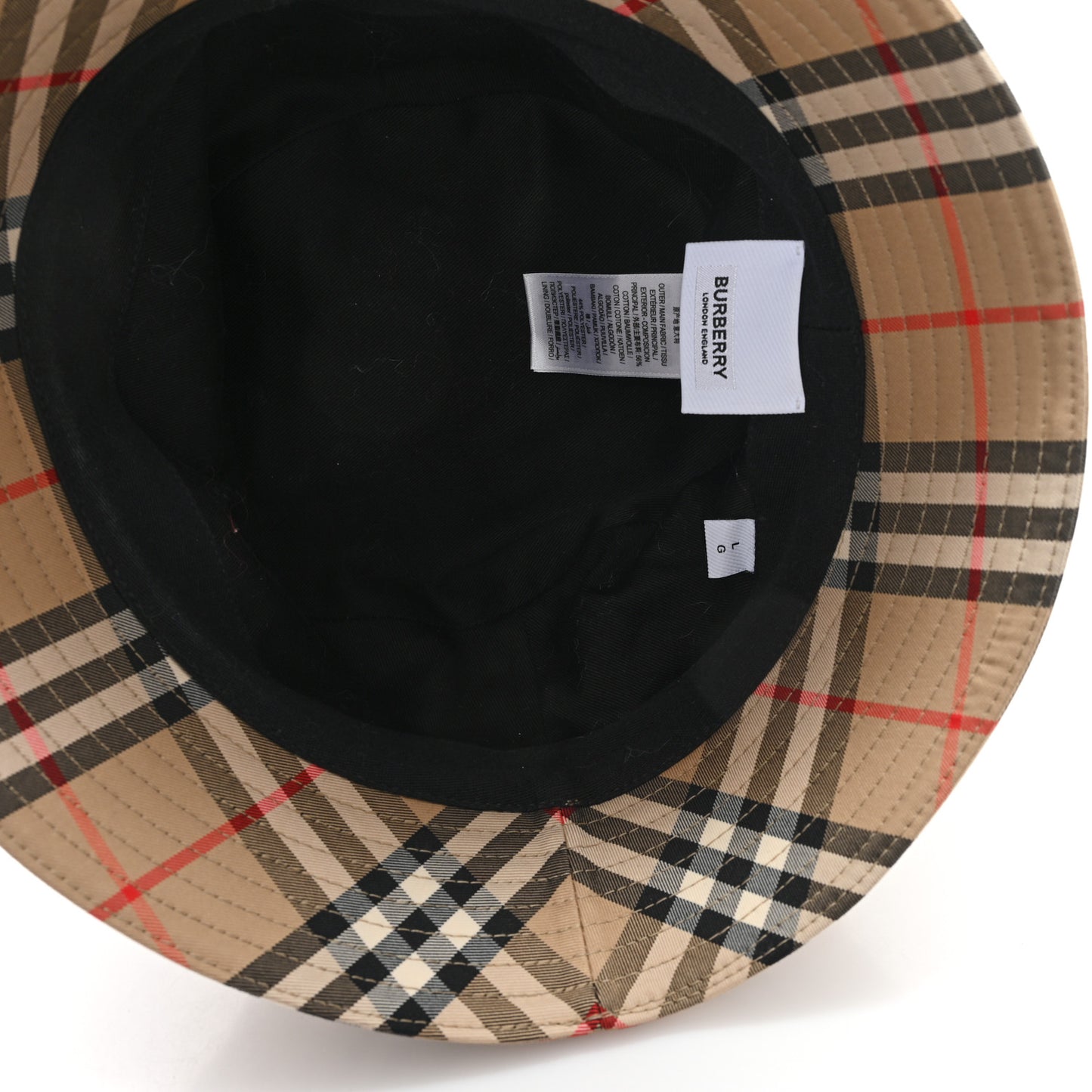 Technical Cotton Vintage Check Bucket Hat L Archive Beige