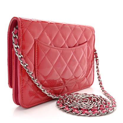 Chanel Patent Quilted Wallet On Chain WOC Fuchsia 3 of 13