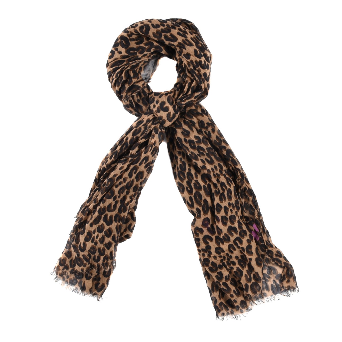 Cashmere Silk Leopard Etole Stole Marron