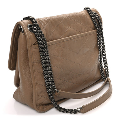 Saint Laurent Crinkled Calfskin Matelasse Monogram Medium Niki Chain Satchel Natural Tan 3 of 11