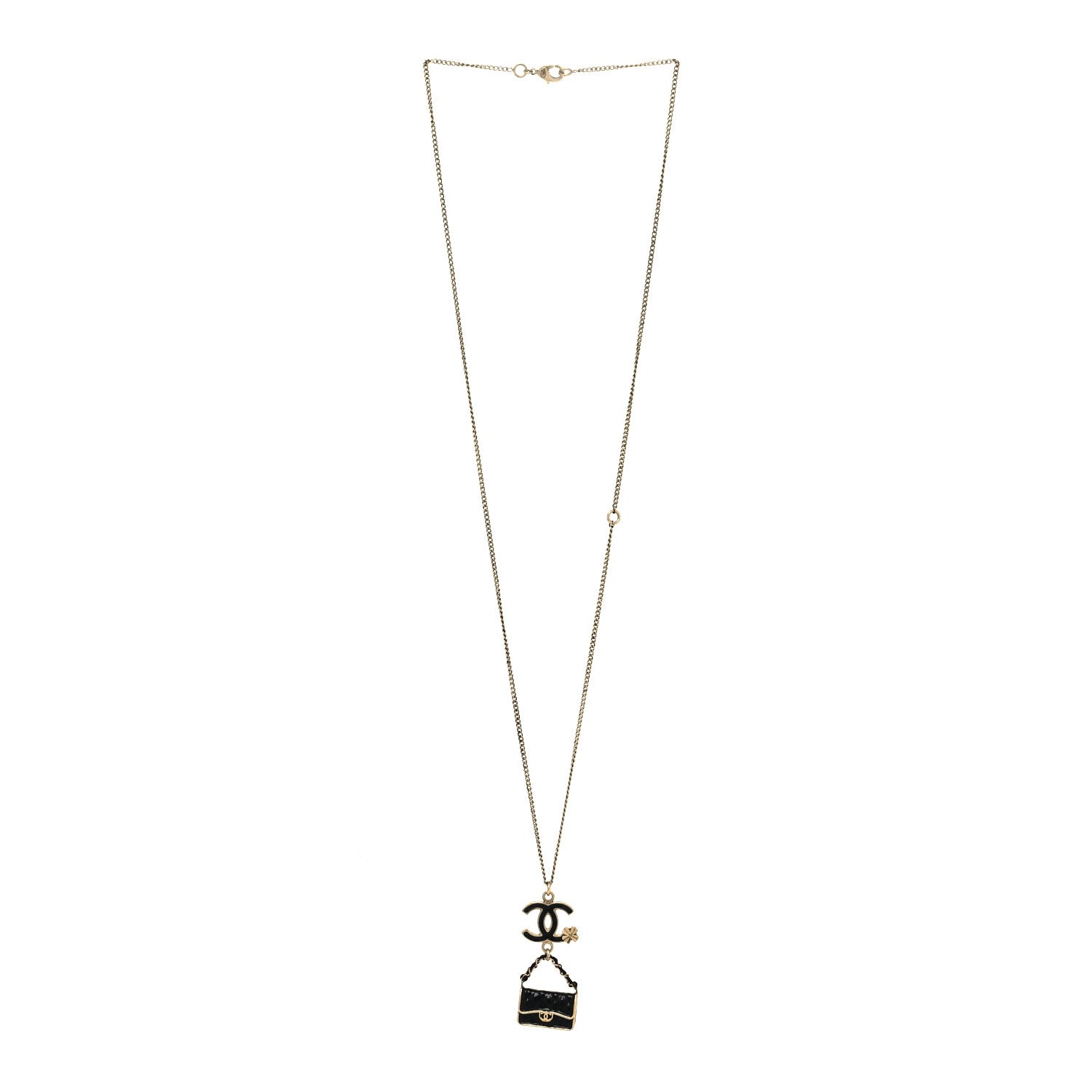 Chanel Enamel Charming Chic Classic Flap CC Charm Necklace Black 3 of 5
