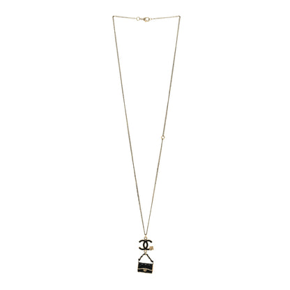 Chanel Enamel Charming Chic Classic Flap CC Charm Necklace Black 3 of 5