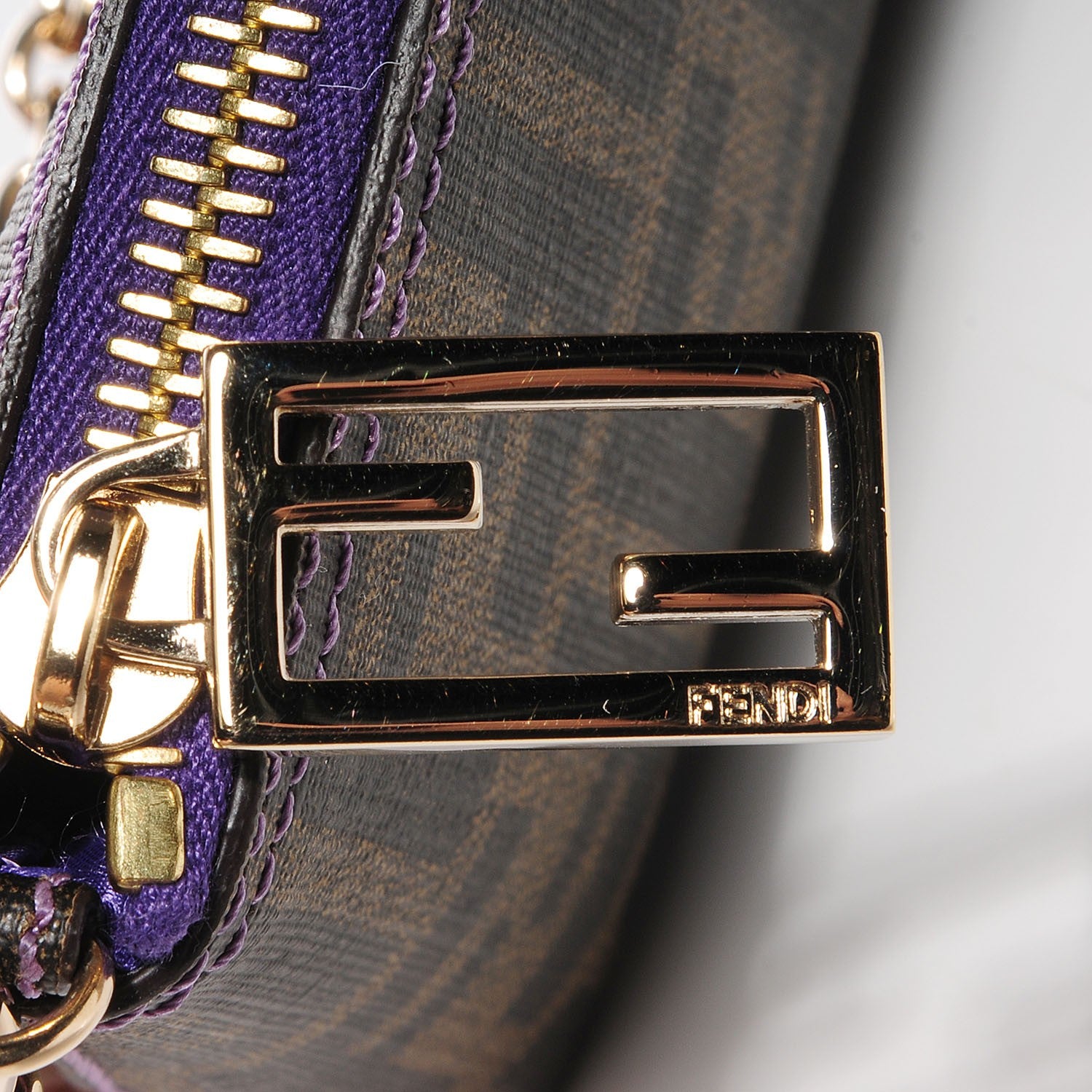 Fendi Zucca Spalmati Pochette Tobacco Viola 2 of 10
