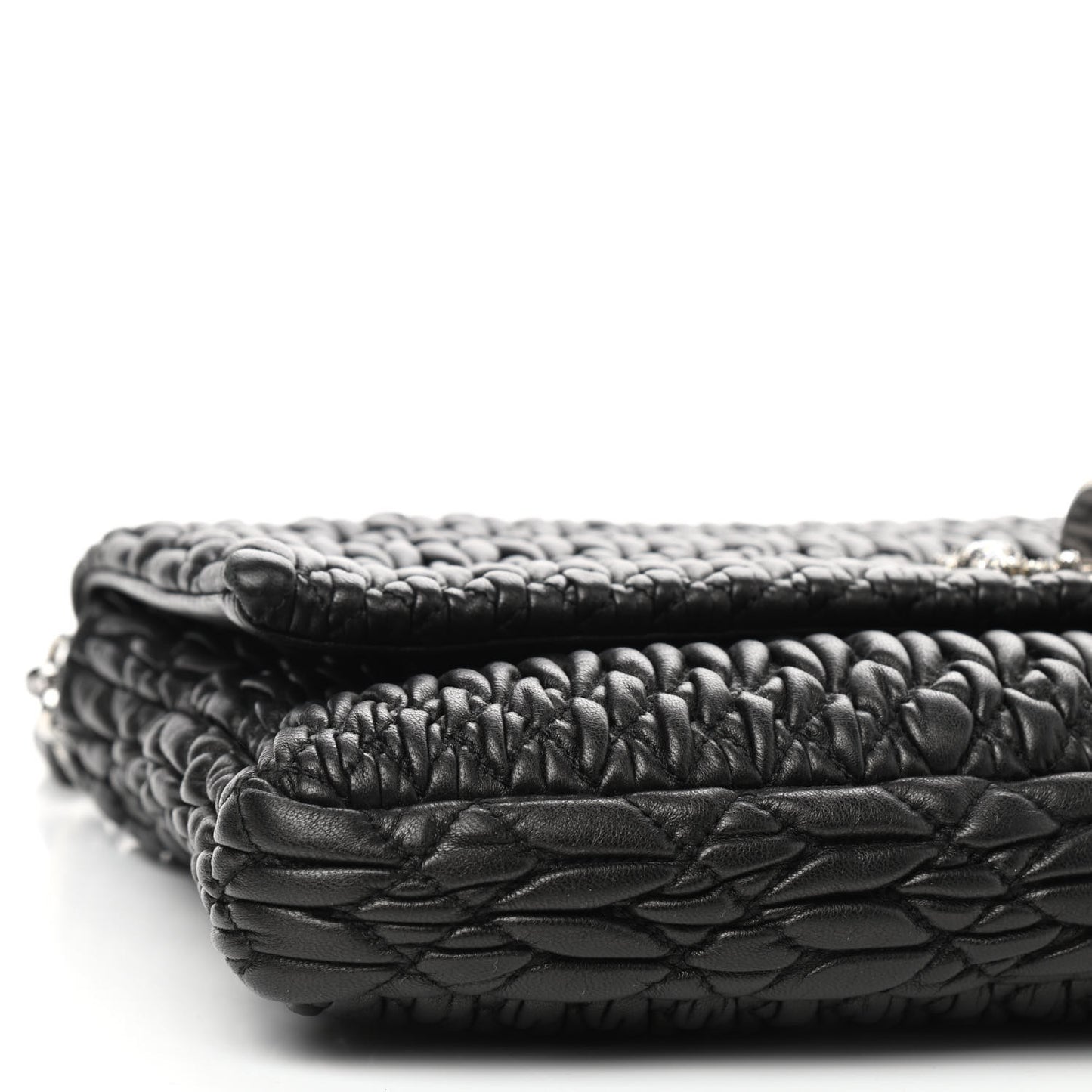Nappa Matelasse Crystal Flap Clutch Black