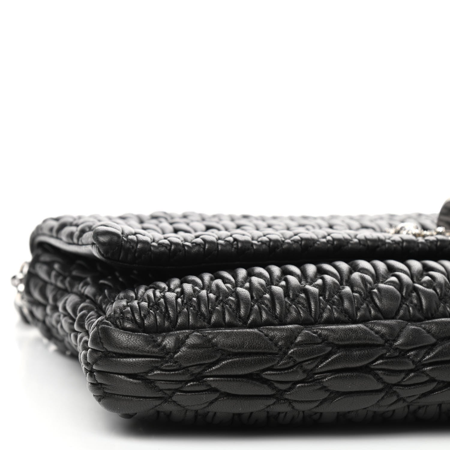 Miu Miu Nappa Matelasse Crystal Flap Clutch Black 6 of 8