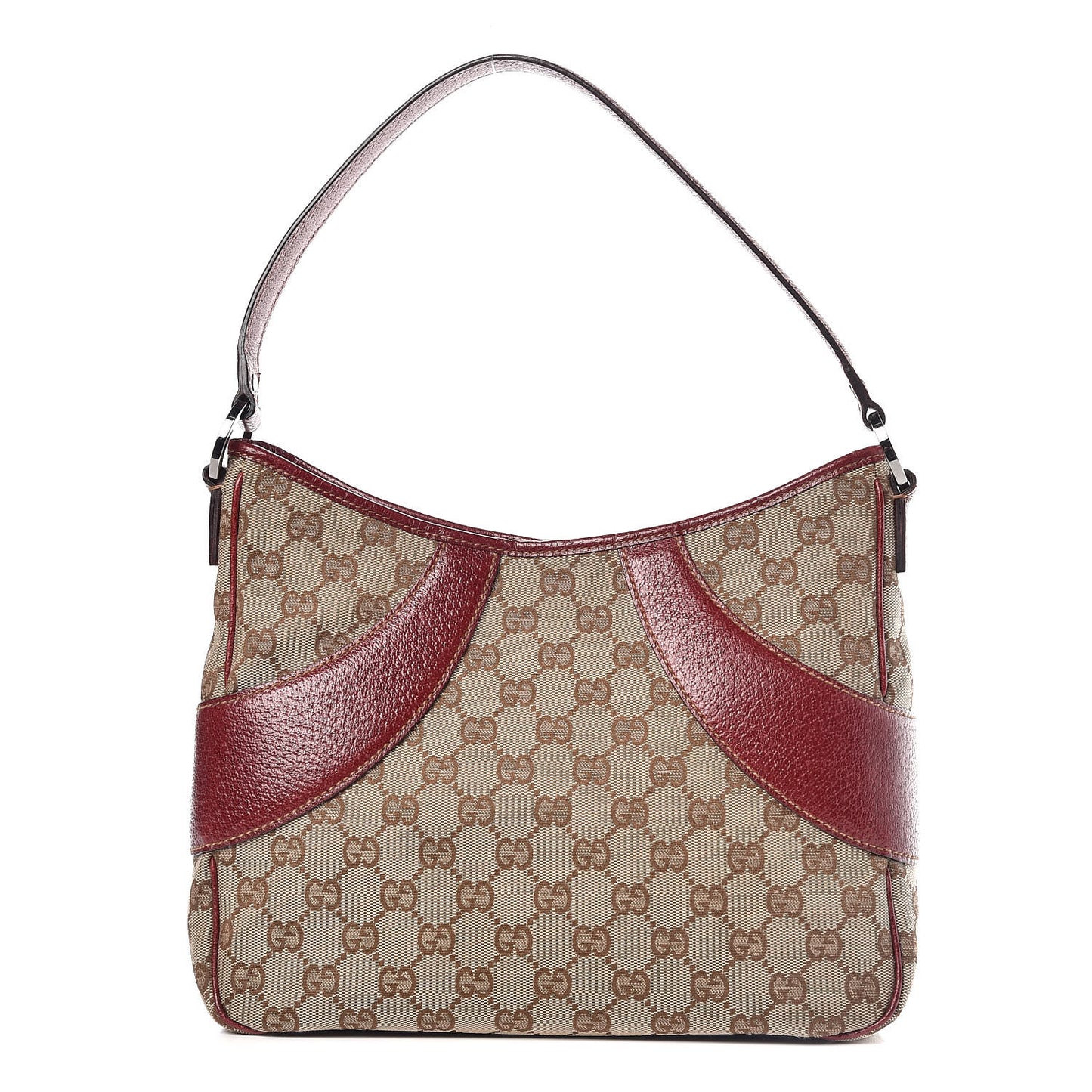 Monogram Calfskin Shoulder Bag Hobo Red