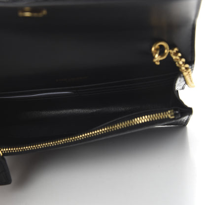 Saint Laurent Calfskin Crocodile Embossed Kate Monogram Tassel Chain Wallet Black 5 of 10