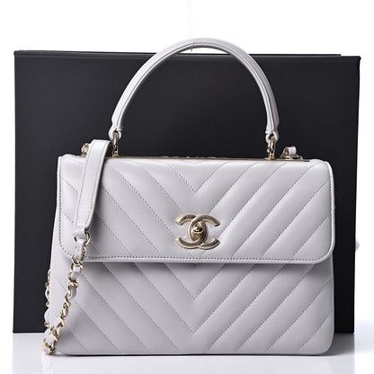 Chanel Lambskin Chevron Quilted Small Trendy CC Flap Dual Handle Bag Grey 10 of 10