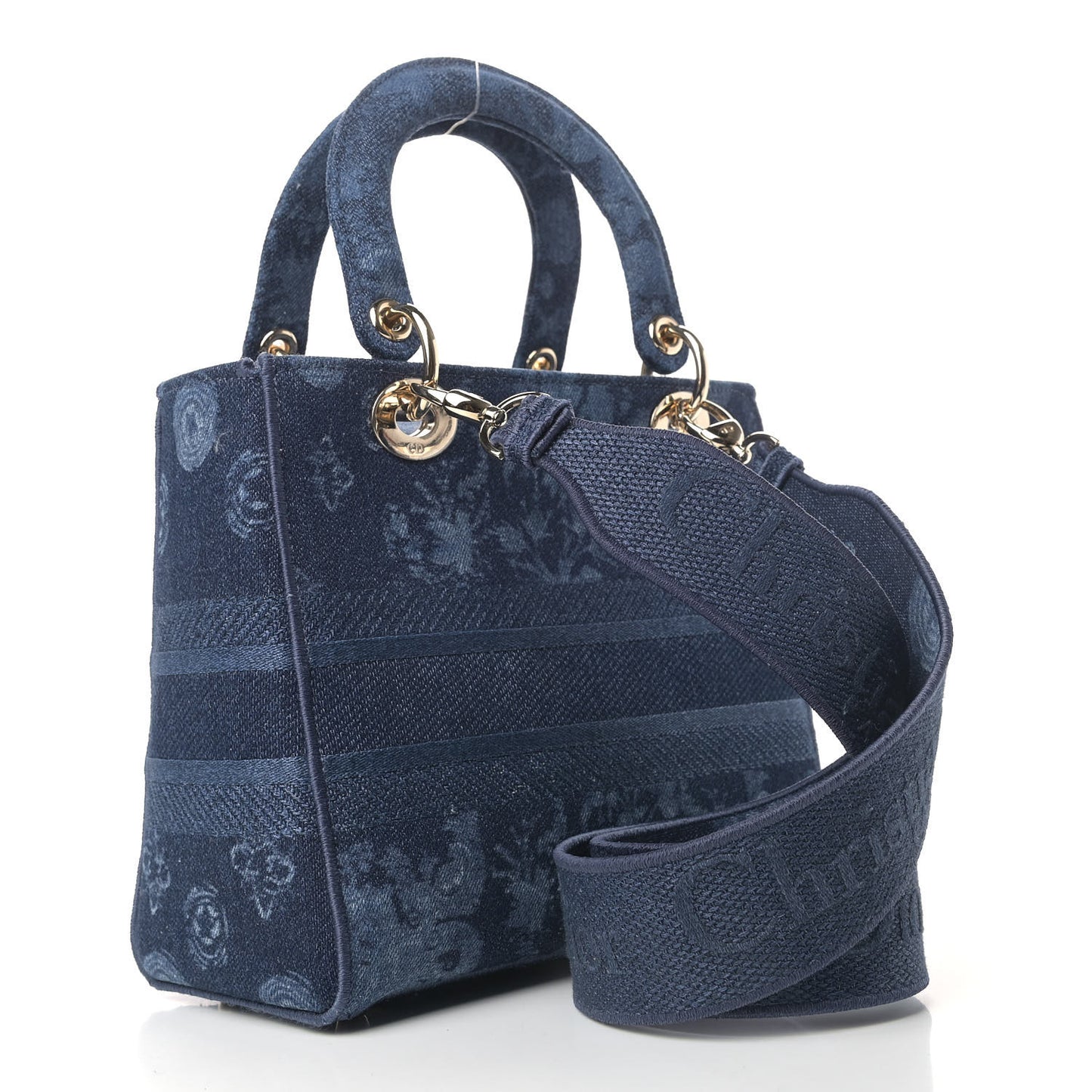 Denim Flowers Embroidered Medium Lady D-Lite Blue