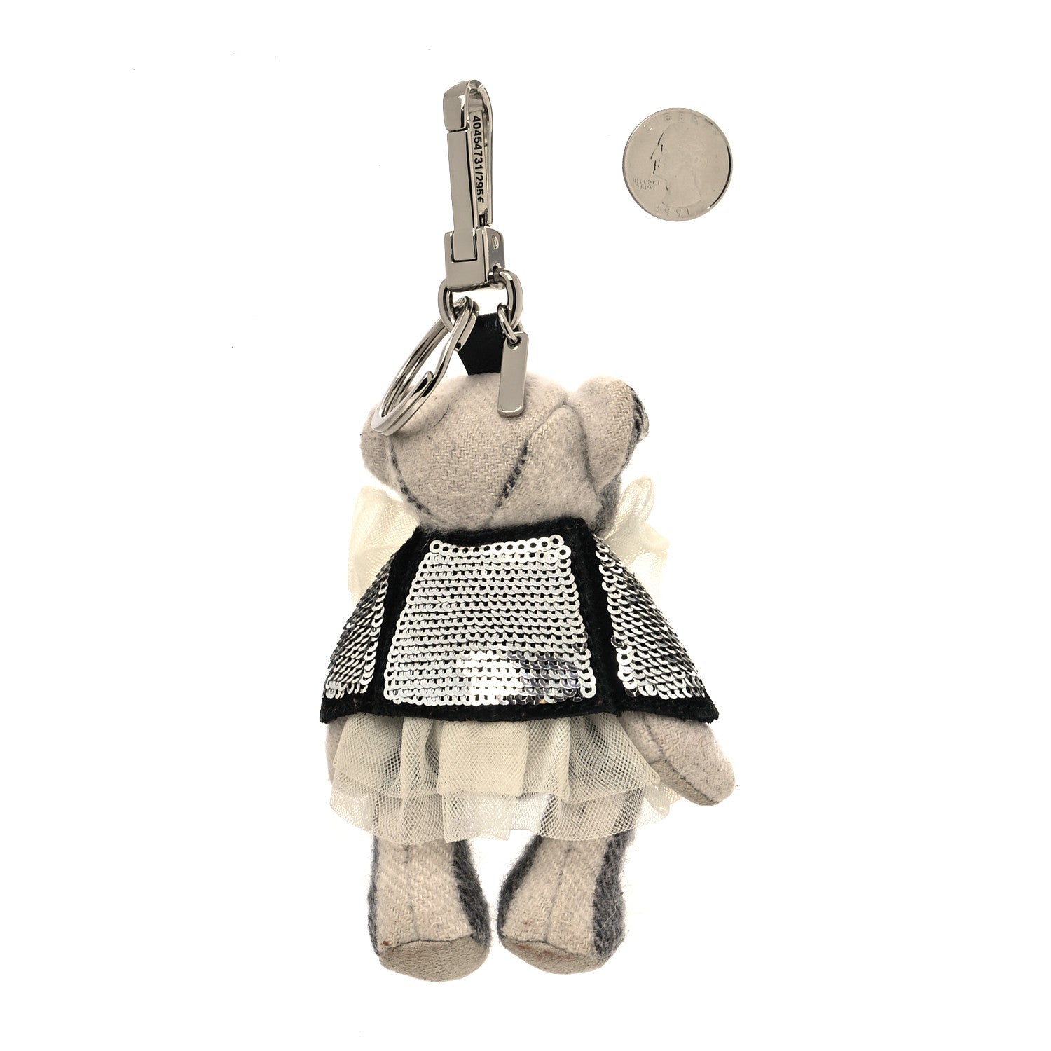 Burberry Thomas Sequin Trench Teddy Bear Keychain Charm Silver 2 of 6
