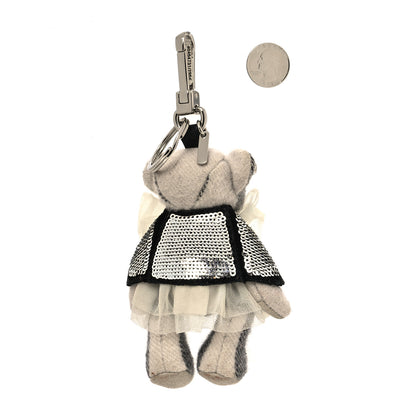 Burberry Thomas Sequin Trench Teddy Bear Keychain Charm Silver 2 of 6