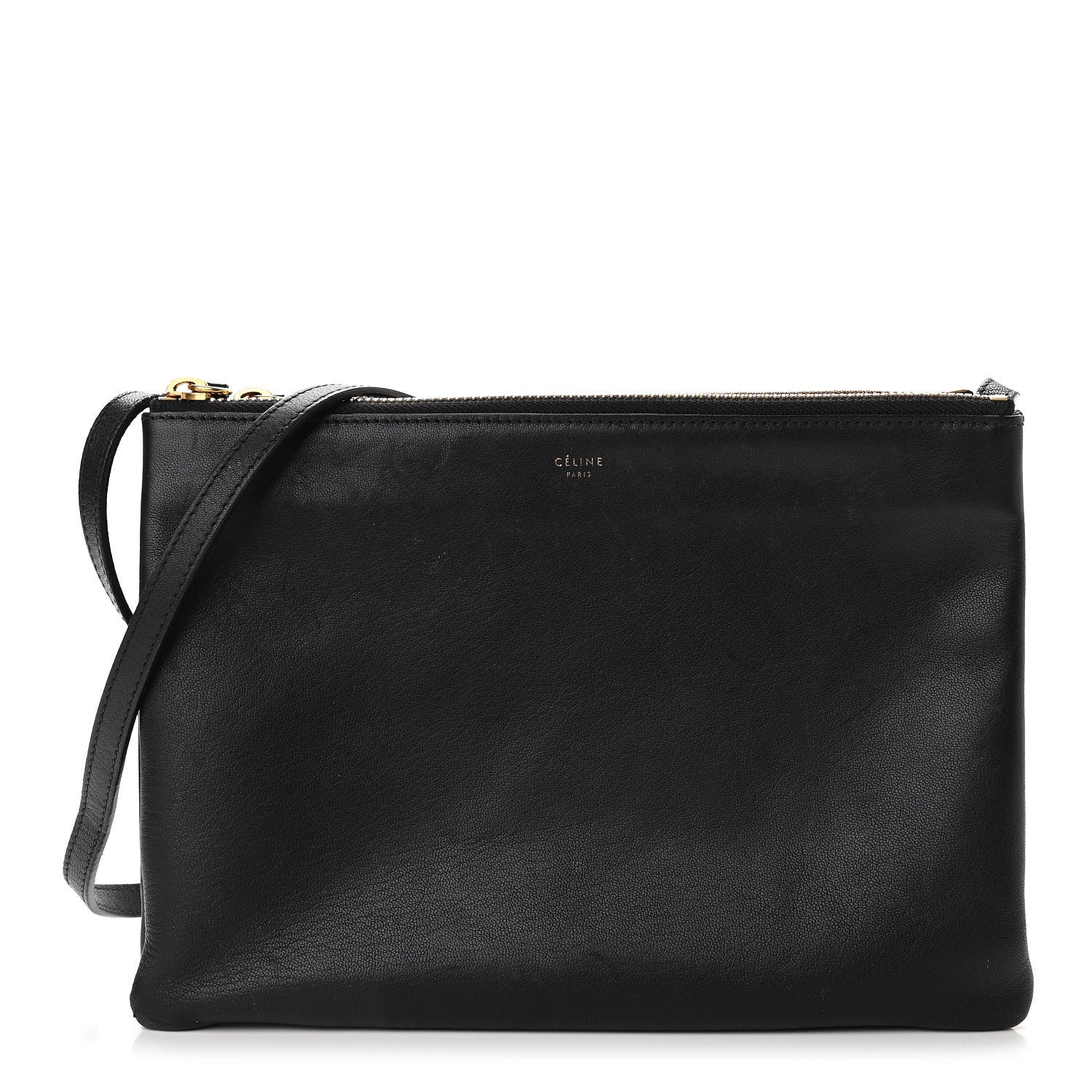 Celine Lambskin Large Trio Crossbody Bag Black 1 of 11