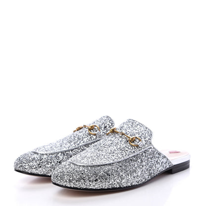 Gucci Glitter Womens Princetown Slippers 40 Silver 3 of 8
