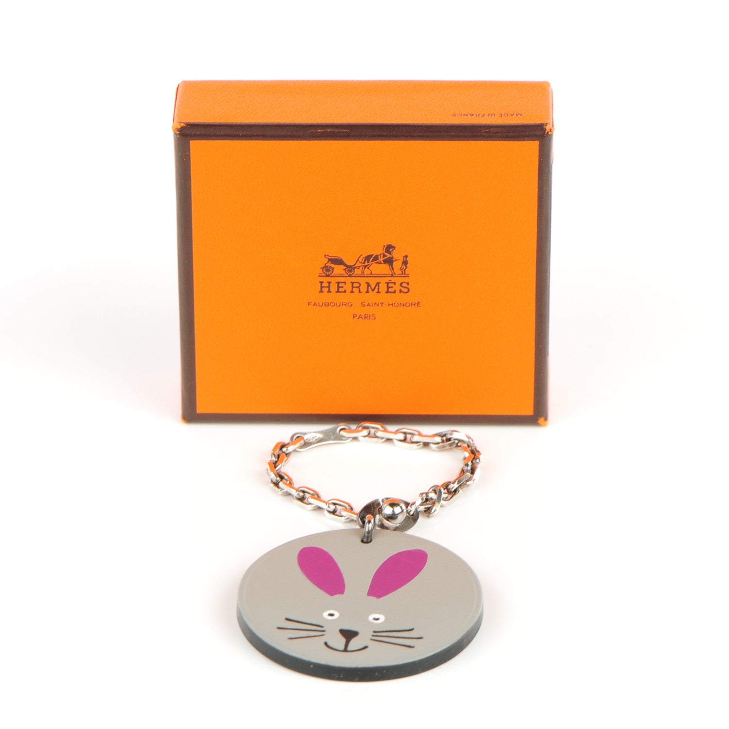 Hermes Tadelakt Rabbit Key Chain Bag Charm Violette 4 of 5