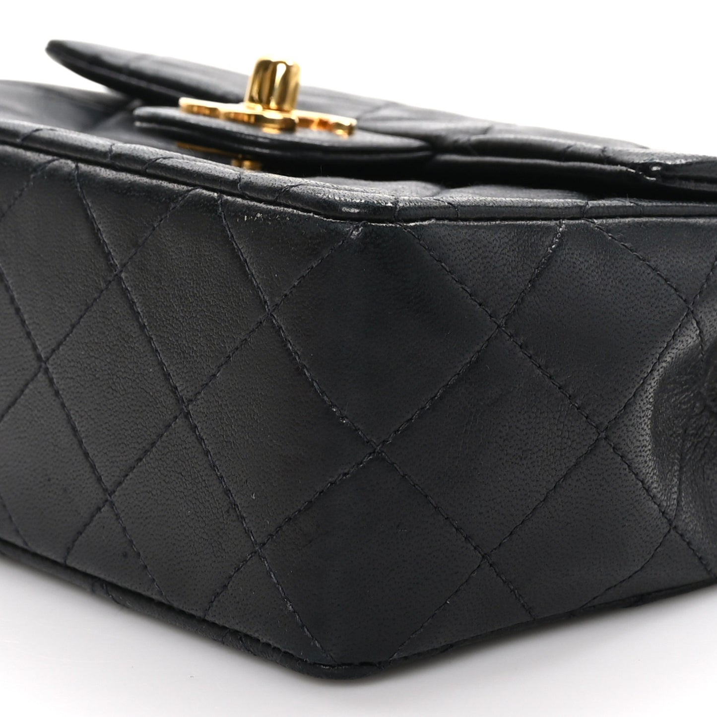 Lambskin Quilted Mini Square Flap Black