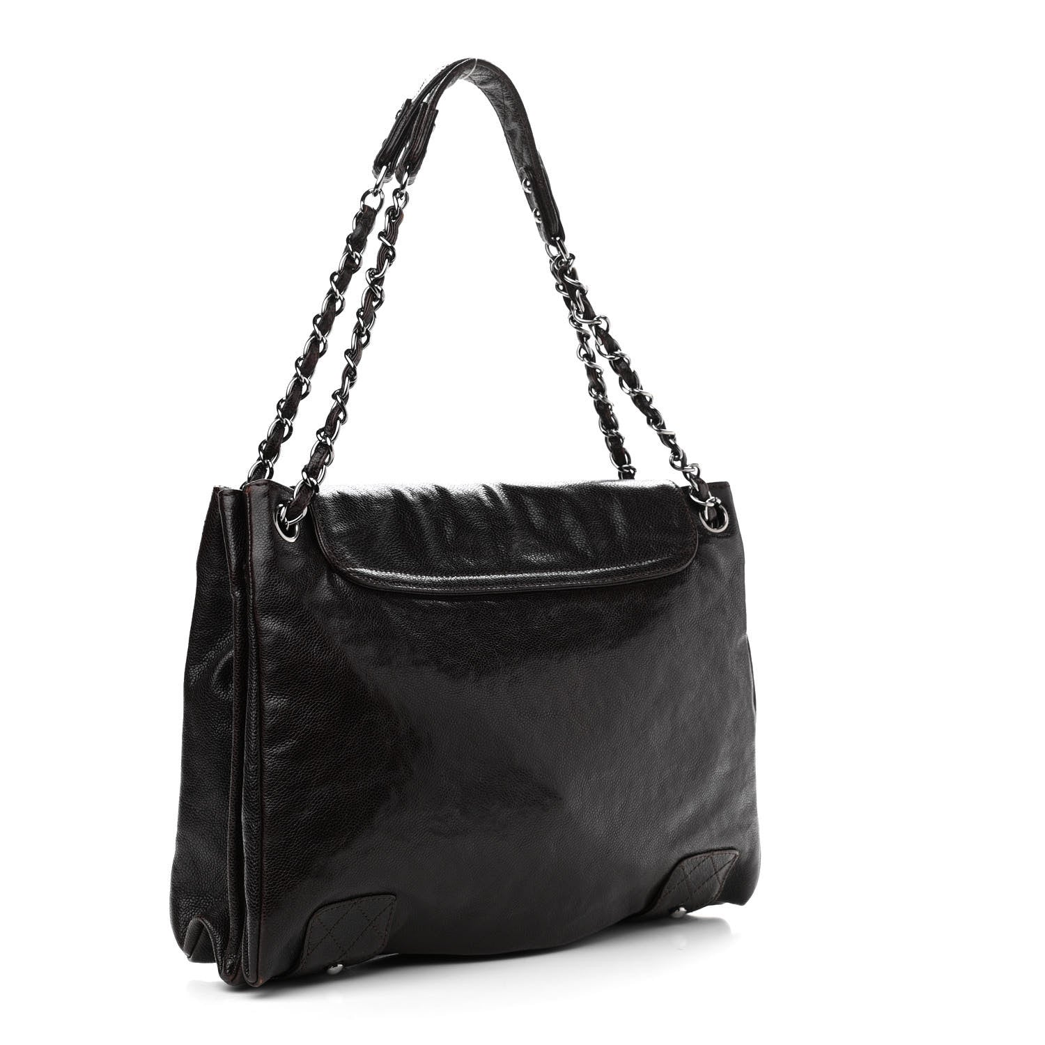 Chanel Glazed Caviar Pocket In The City Tote Dark Brown 2 of 10