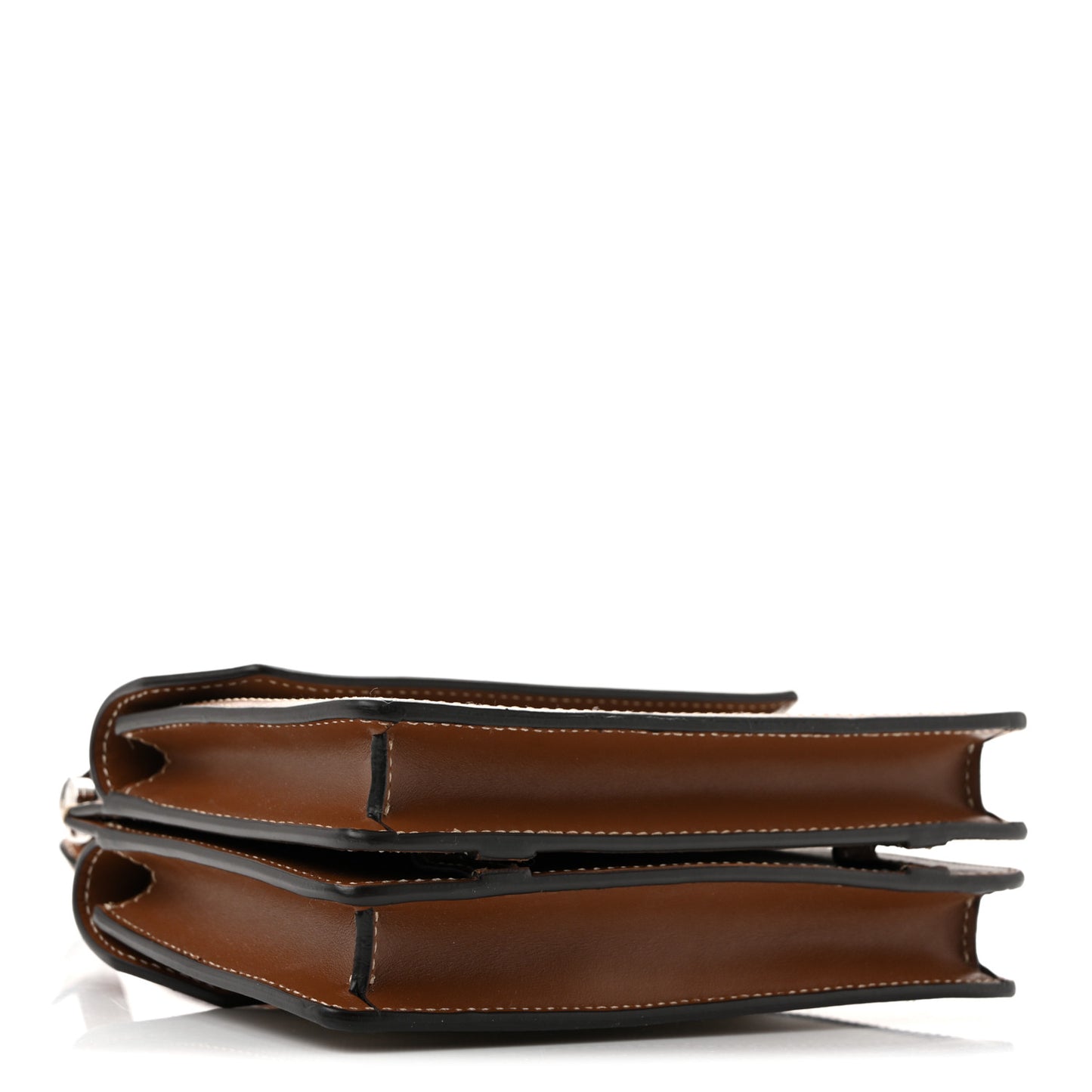 Smooth Calfskin Canvas Horseferry Print Mini Title Bag with Pocket Natural Malt Brown
