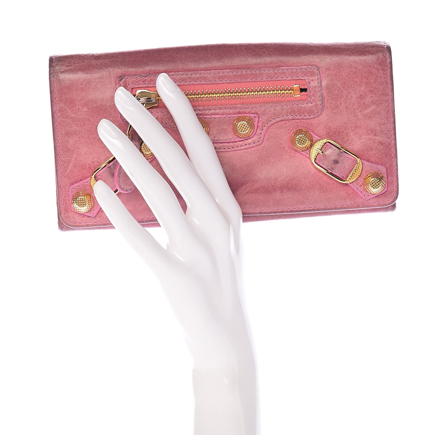 Balenciaga Agneau Giant 12 Gold Hardware Money Wallet Pink 2 of 18