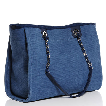 Chanel Toile Small Deauville Tote Denim Blue 3 of 8