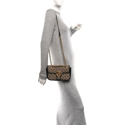 Gucci Monogram Matelasse Diagonal Mini GG Marmont Shoulder Bag Beige Black 2 of 10