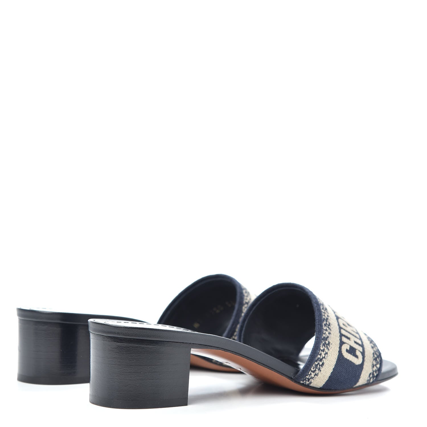 Christian Dior Cotton Embroidered Dway 40mm Slide Sandals 36.5 Deep Blue 4 of 12