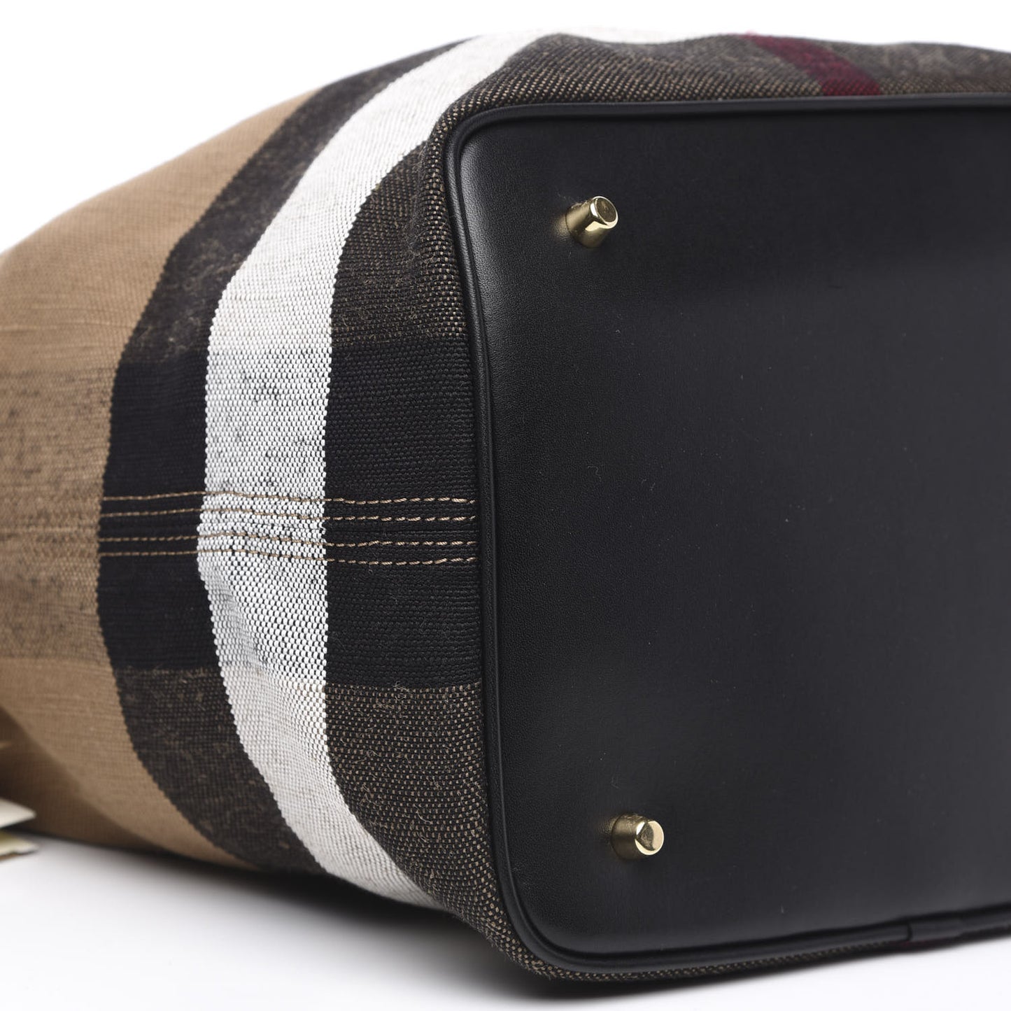 Grainy Calfskin Canvas Mega Check Medium Ashby Tassel Hobo Black