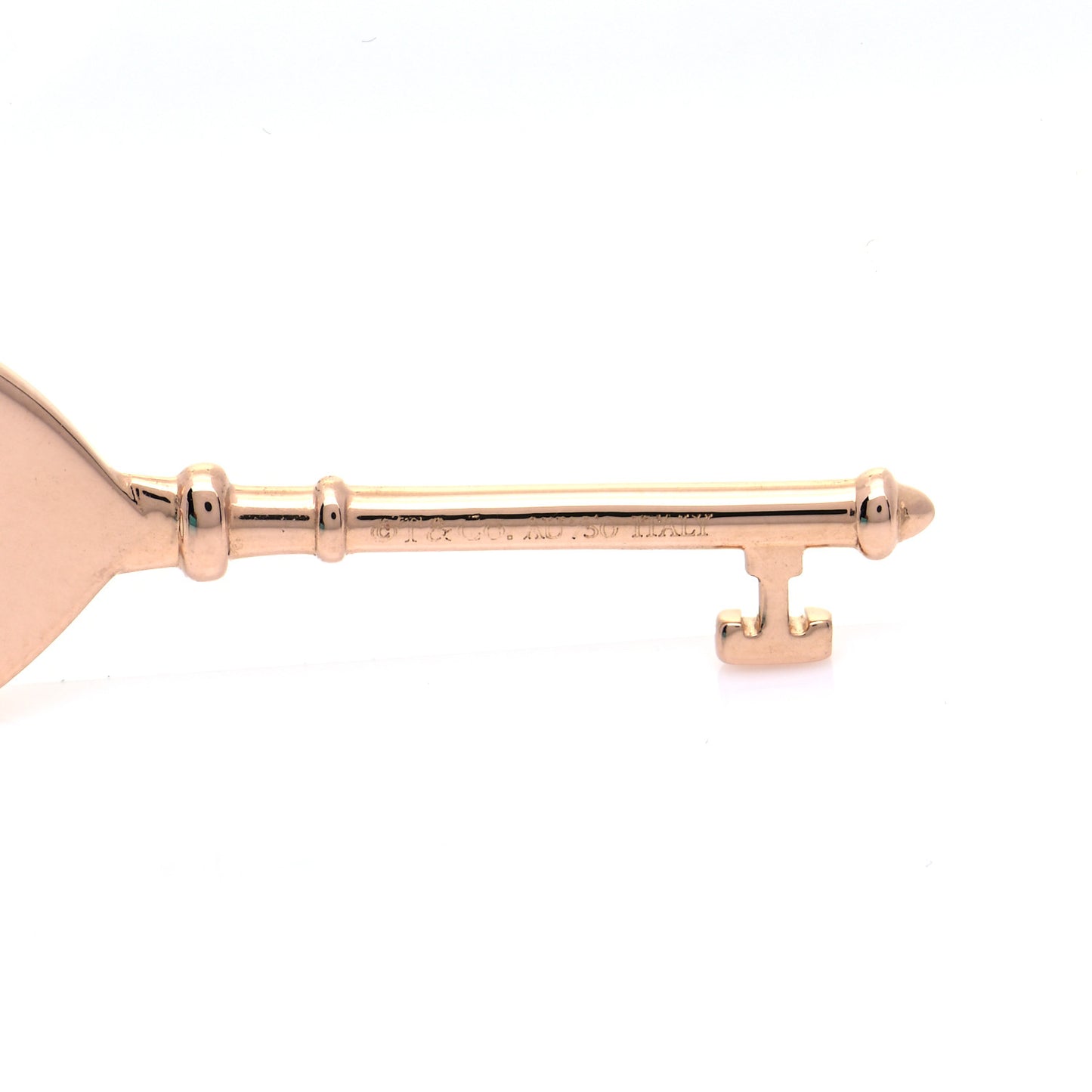 18K Rose Gold Diamond Heart Key Pendant