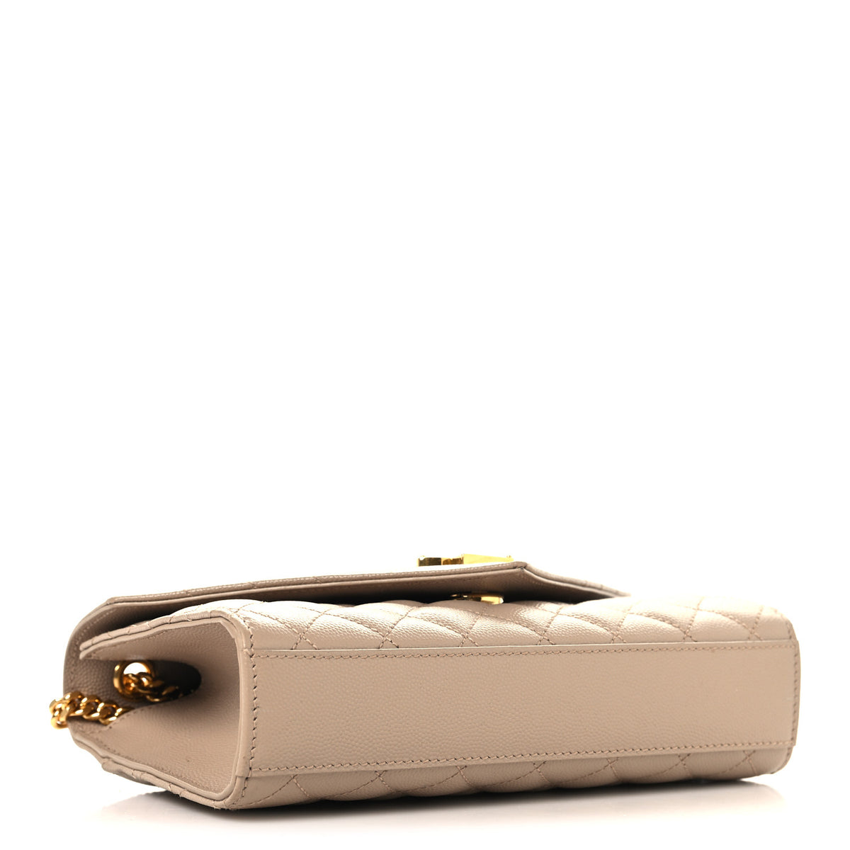Grain De Poudre Textured Mixed Matelasse Triquilt Small Monogram Satchel Dark Beige
