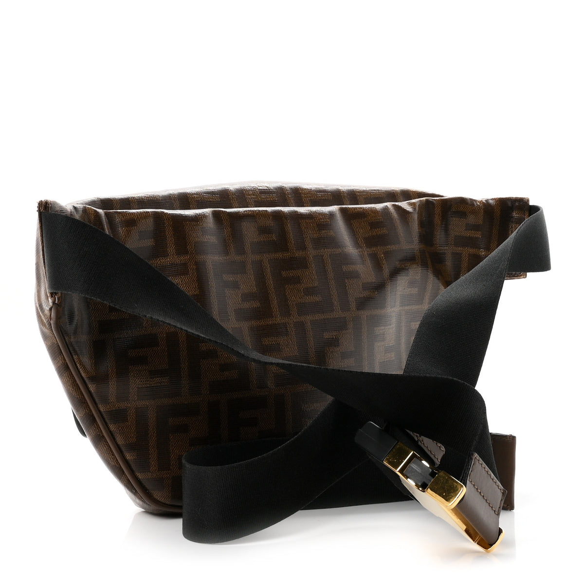 Fendi X FILA Glazed Fabric Vitello Century FF 1974 Mania Belt Bag Mogano Panna White 3 of 10