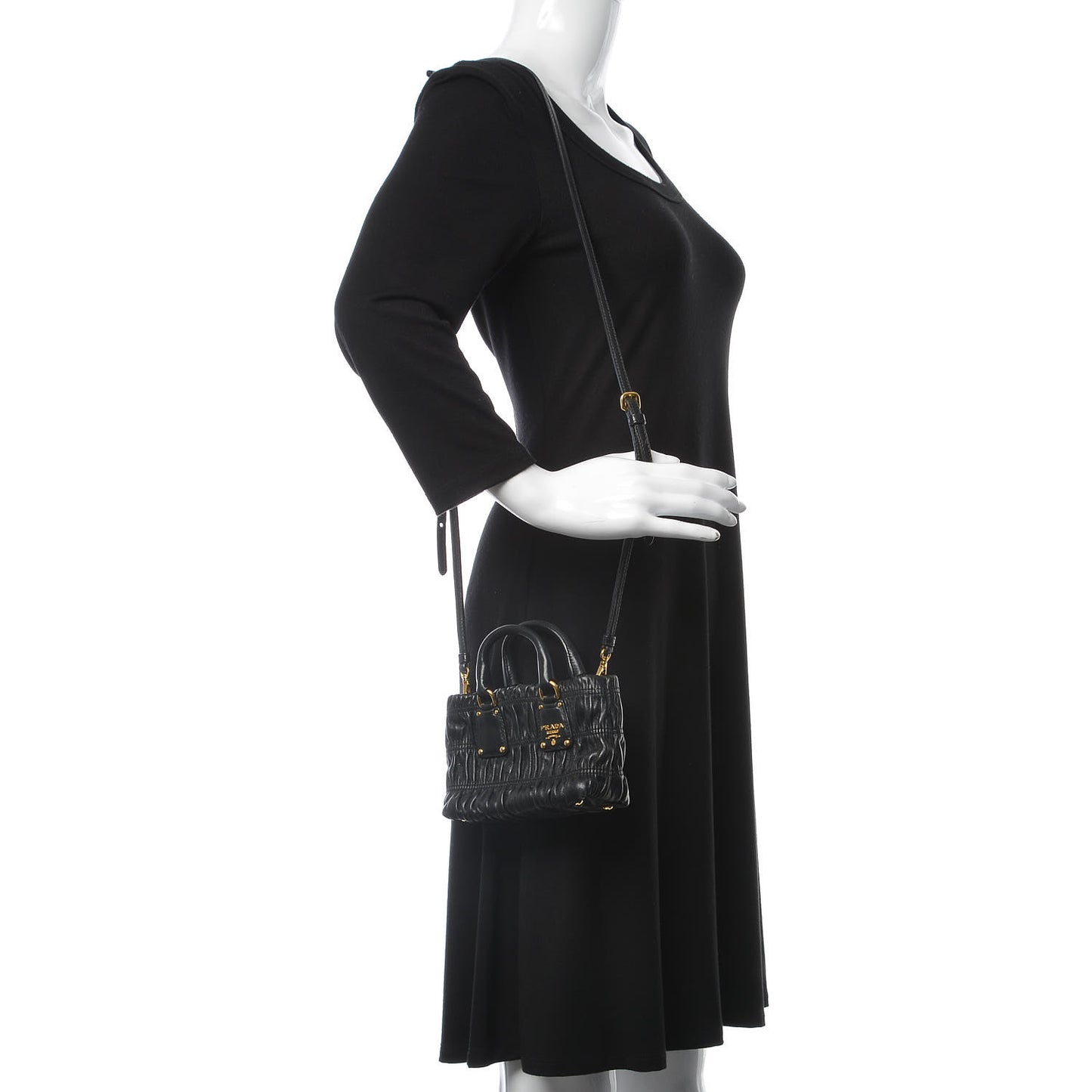 Nappa Gaufre Mini Crossbody Bag Black