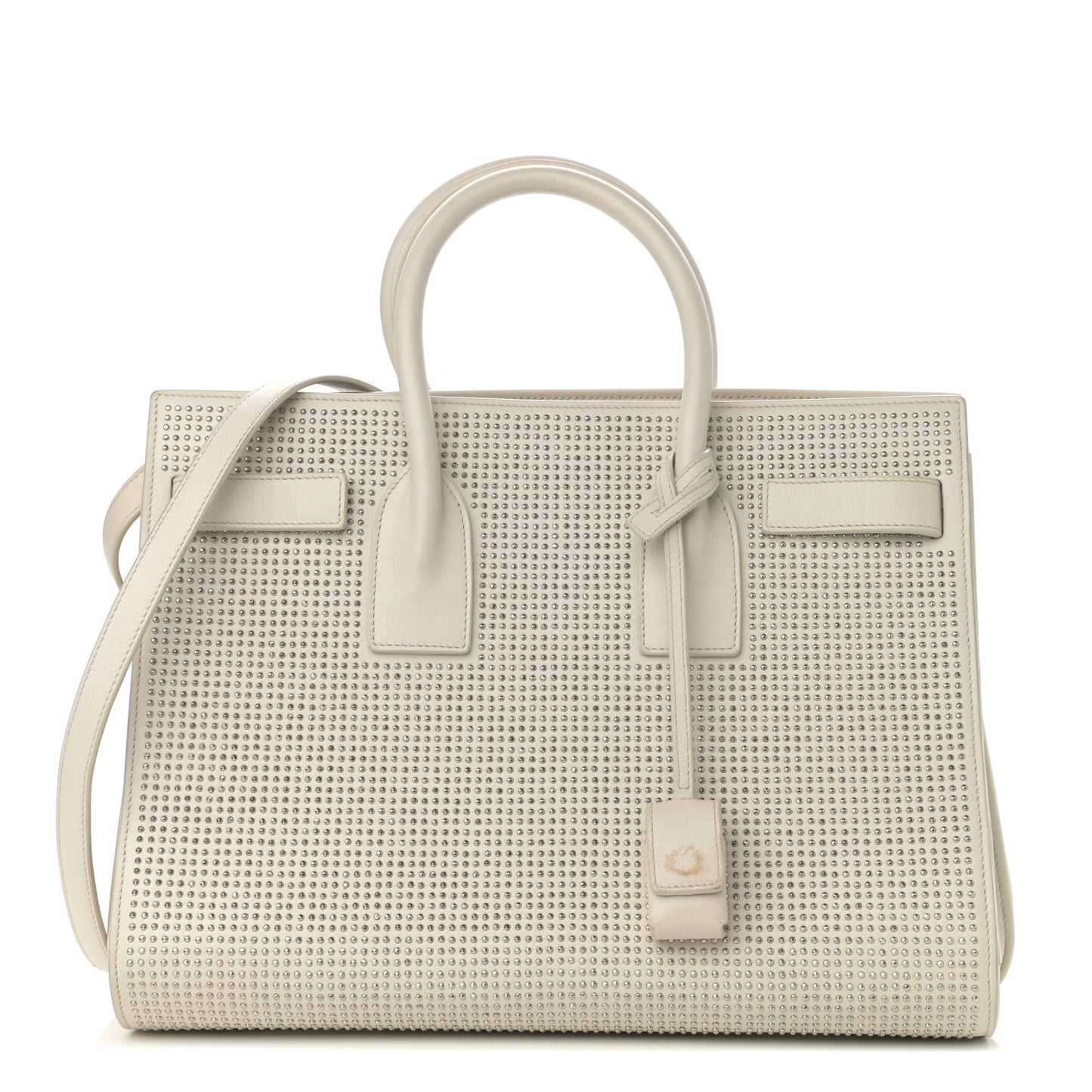 Calfskin Studded Small Sac De Jour White