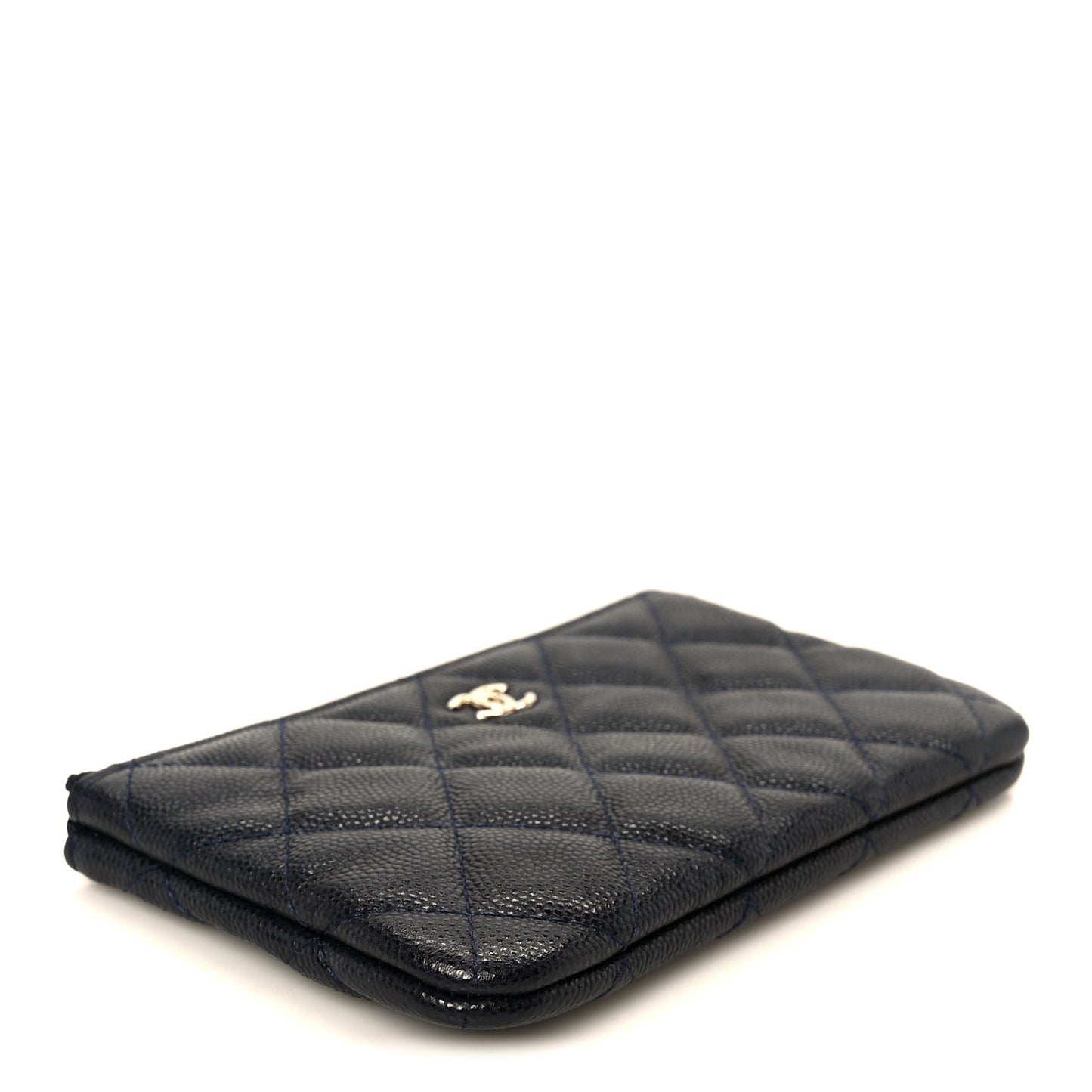 Caviar Quilted Small Cosmetic Case Navy Blue