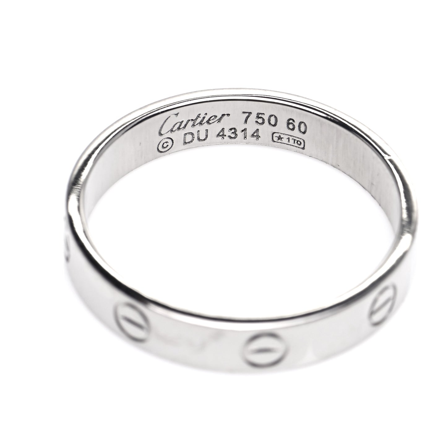 18K White Gold 3.5mm LOVE Wedding Band Ring 60 9