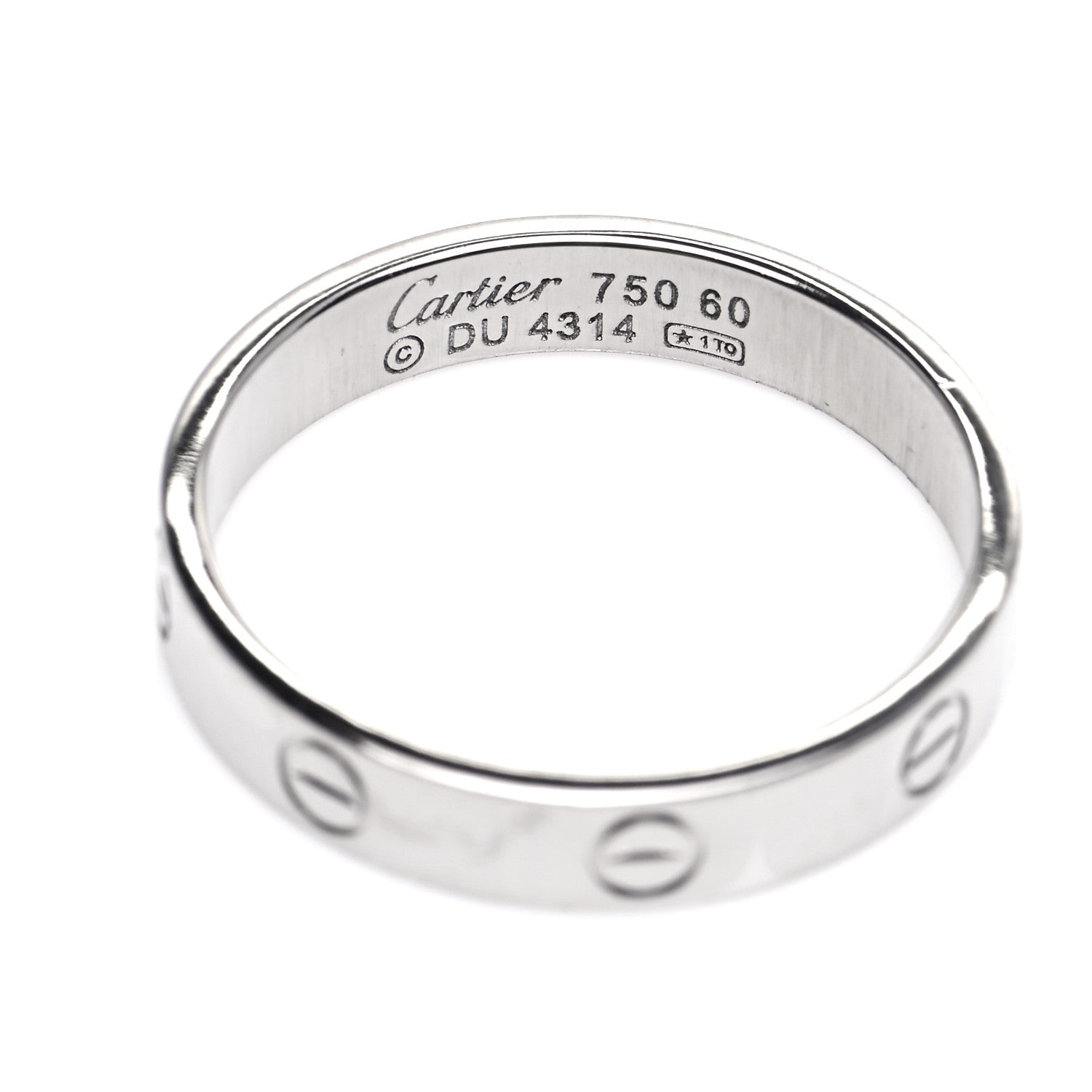 Cartier 18K White Gold 3.5mm LOVE Wedding Band Ring 60 9 4 of 5