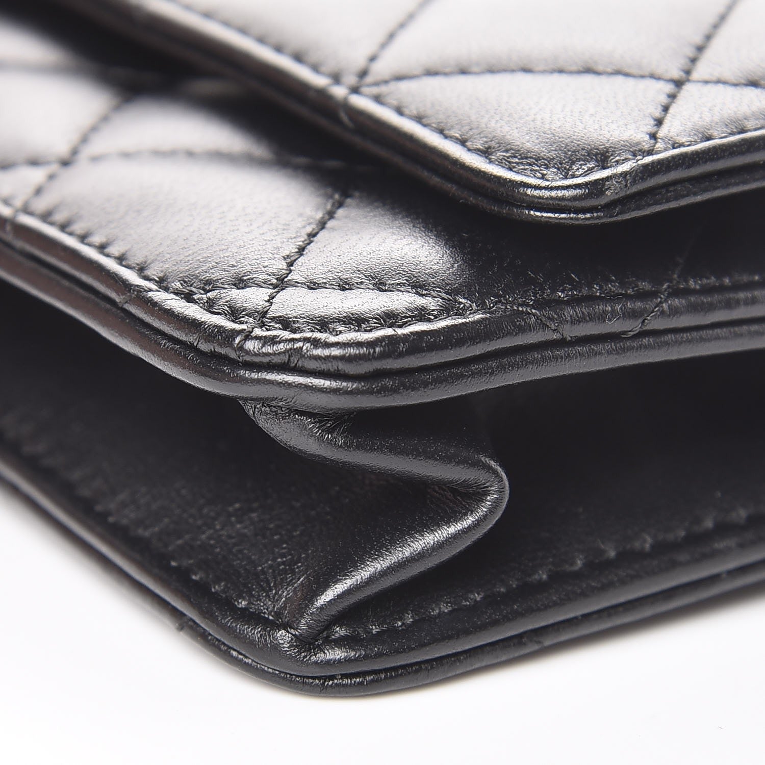 Chanel Lambskin Quilted Wallet On Chain WOC Black 10 of 11